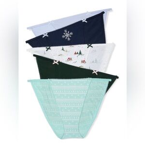 Victoria's Secret 5-Pack Cotton String Bikini Panties- Blue/White NWT